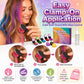 🎨🛒 -50% ! 🌈 Kit Craies Capillaires – 12 Couleurs Éclatantes, Lavable & Applicateur Facile pour Fêtes & Photos.