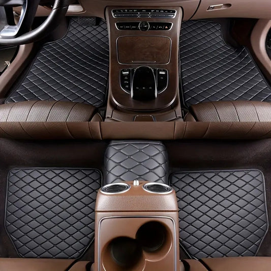 Tapis de sol de voiture en cuir imperméable - Lot de 5