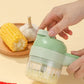 🔪 Robot culinaire électrique 4-en-1 – 3 lames (trancher/hacher), brosse de nettoyage incluse – Matériau ABS+PP+PC alimentaire, lame inox – Compact et portable – Idéal pour légumes, viande et bébé 🥕🍖