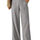 Pantalon large pour femme, avec poches et taille haute
