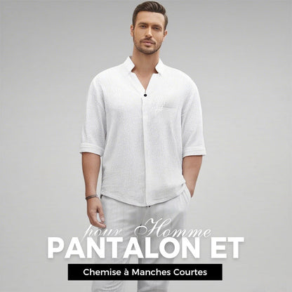 👕 Élégance Décontractée – Deux Pièces en Coton pour Homme – 59 % Moins Cher ! 💧👖
