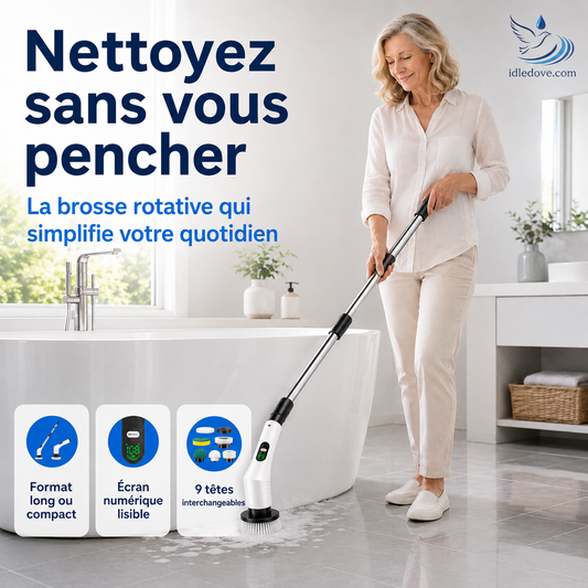 Brosse de nettoyage électrique rotative améliorée avec écran LED – Nettoyage puissant et pratique