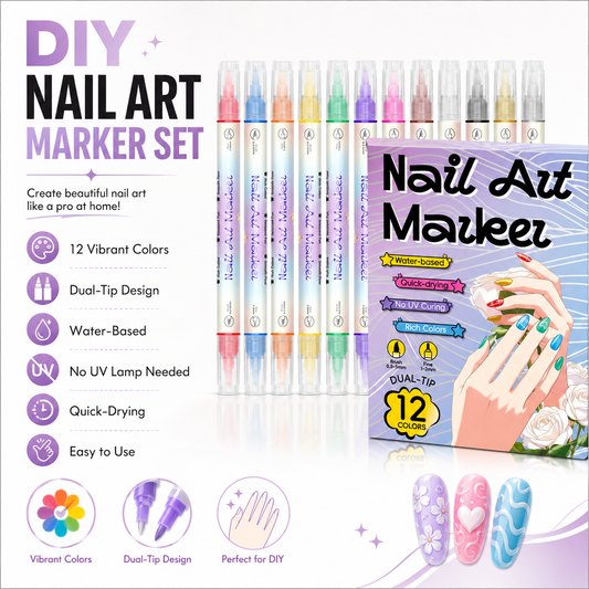 🔥‑50% Réduction ! Lot de feutres nail art DIY 💅 Application facile, couleurs vives, créez des motifs d’ongles originaux ✨