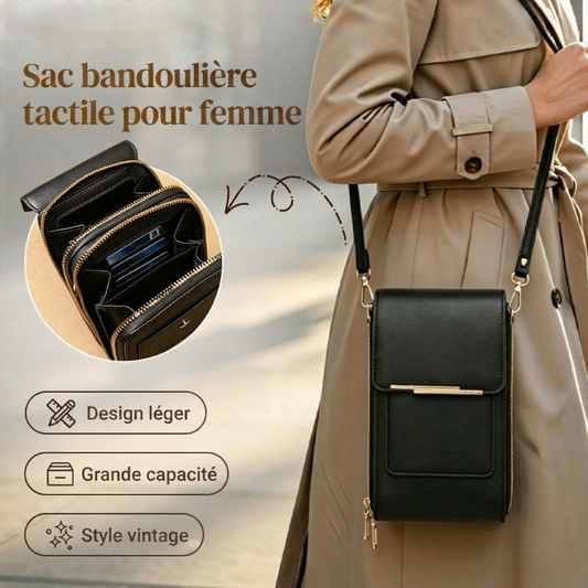 🎉👜50% de réduction ! Sac bandoulière tactile pour femme – Chargeur smartphone, antivol et résistant à l'eau