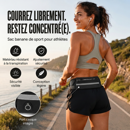 🏃 PROMO LIMITÉE – 1 ACHETÉ = 1 OFFERT ! ✨ Banane de Sport Imperméable – Anti-transpiration, Grand Compartiment, Bande Réfléchissante 🎧