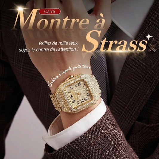 ⌚✨ PROMO FLASH 50% ! Montre Carrée en Strass Femme – Élégante, Brillante, Mouvement Quartz, Idéale Cadeau 💝