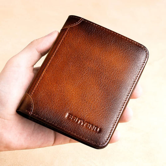 🔥👔💳 OFFRE LIMITÉE -50% ! Portefeuille Homme en Cuir Véritable avec RFID – Ultra-fin, Grande Capacité & Protection (Marron/Café/Bleu)