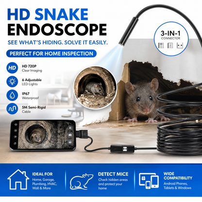 🛒 Offre limitée : –50 % ! 🔍 Endoscope 3-en-1 – Fini les zones inaccessibles et les fuites introuvables – Sonde 7 mm IP67, 6 LED réglables, 10 m – Idéal pour auto, plomberie et maison 🛠️
