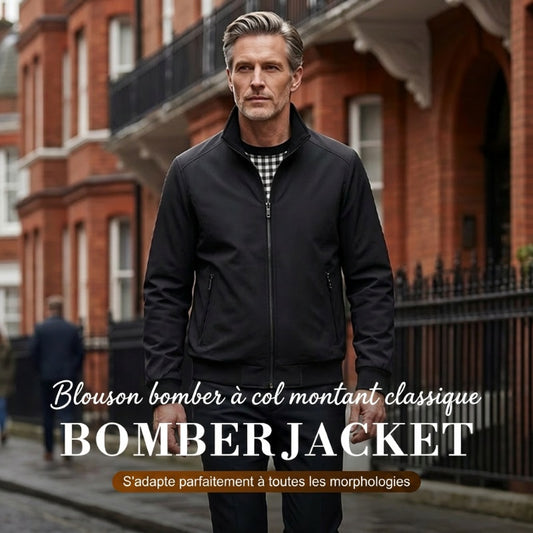 💐🔥❄️ PROMO -50% ! Veste Homme à Col Montant – Doublure à Carreaux Chaude, Poche Zippée (Bleu Foncé/Noir, M-3XL)
