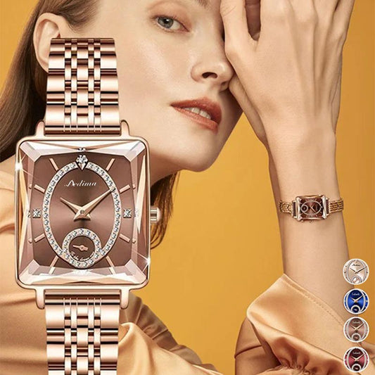 💎 Montre carrée de mode pour femme avec diamants - Or Rose