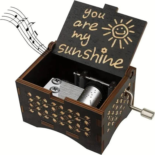 🎶 PROMO FLASH : 50% DE RÉDUCTION ! Boîte à Musique en Bois Gravée à Manivelle – Mélodie "You Are My Sunshine" & Gravures Florales Vintage for un Cadeau qui Vient du Cœur 💝✨