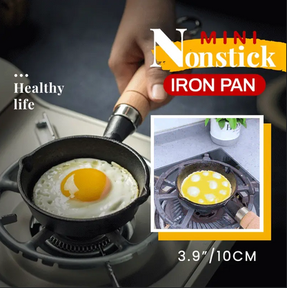🔥-50% ! 🍳 Mini Poêle en Fonte Antiadhésive 10 cm – Coulée d’une Seule Pièce, Manche en Bois Ergonomique & Saine & Durable.