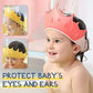 👑 Bonnet de douche imperméable bébé – Bord relevé anti-eau (yeux et oreilles protégés), boucle ajustable – Matériau PP+TPE inodore et antibactérien – Modèle couronne dessin animé (3 couleurs) – Dès 6 mois 🛁✨