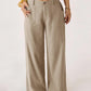 Pantalon large pour femme, avec poches et taille haute