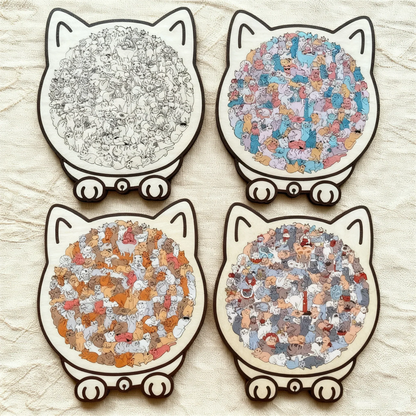 🐱Puzzle en bois représentant un chat aux couleurs Morandi, 135 pièces🎁