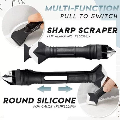 🔧 Outil d'étanchéité 3-en-1 – Grattoir à silicone, lame en V et 6 embouts de lissage – Retrait facile et joint parfait – Idéal pour salle de bain et cuisine 🚿