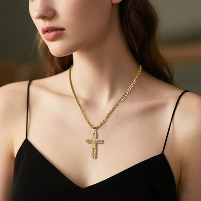📢✝️✨ PROMO -64% ! Collier Pendentif Crucifix Jésus Plaqué Or 14K – Protection Spirituelle, Boîte Cadeau Incluse (Livraison Rapide)