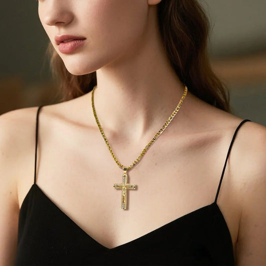 📢✝️✨ PROMO -64% ! Collier Pendentif Crucifix Jésus Plaqué Or 14K – Protection Spirituelle, Boîte Cadeau Incluse (Livraison Rapide)