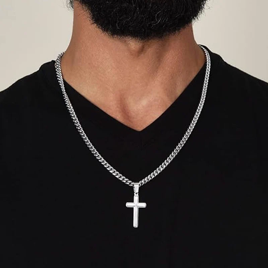 ✝️🎊⏰ BONNE ANNÉE -50% ! Collier Homme Pendentif Croix Acier Inox – Design Élégant, Matériau Durable & Boîte Cadeau Incluse