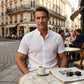Chemise à manches courtes et col montant pour homme - Été