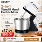 🥄 Batteur Électrique 2-en-1 sur Socle et Portatif – 150 W – 7 Vitesses – Bol 2 L + Fouets & Crochets – Prise UK 🍰