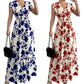 ✨🌸 PROMO LIMITÉE -50% ! Robe Maxi Fleurie – Encolure en V, Taille Froncée Élastique & Tissu Léger (Rouge/Noir/Bleu, S-2XL)