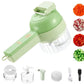 🔪 Robot culinaire électrique 4-en-1 – 3 lames (trancher/hacher), brosse de nettoyage incluse – Matériau ABS+PP+PC alimentaire, lame inox – Compact et portable – Idéal pour légumes, viande et bébé 🥕🍖