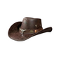 🤠☀️🏕️ PROMO LIMITÉE -50% ! Chapeau Cowboy Anti-UV Respirant – Large Visière, Détails Rivets & Cuir de Vache (Noir/Marron, Taille Unique)