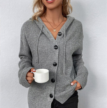 Manteau Femme Automne Tricoté à Capuche & Cordon – Doux, confortable & style décontracté – Parfait pour les journées fraîches d'automne ✨