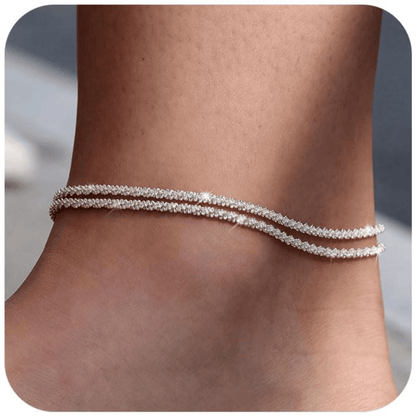 💜✨👣 ACHETEZ 1, OBTENEZ 1 GRATUIT ! Bracelet de Cheville en Argent – Design Multicouche, Étanche & Taille Ajustable (Derniers Stocks)