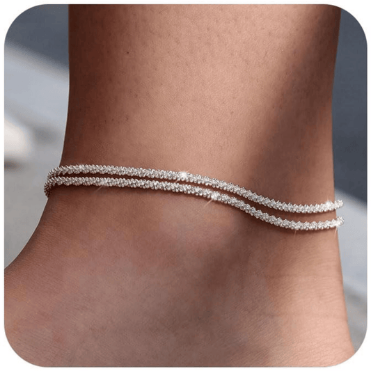 💜✨👣 ACHETEZ 1, OBTENEZ 1 GRATUIT ! Bracelet de Cheville en Argent – Design Multicouche, Étanche & Taille Ajustable (Derniers Stocks)