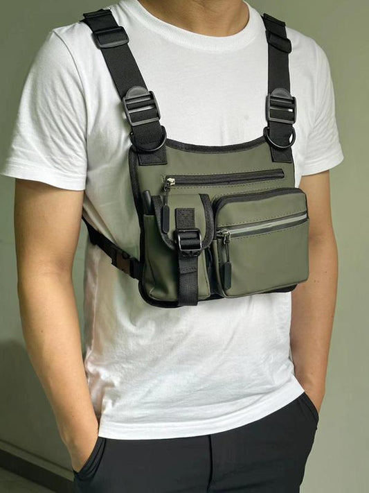 Sac de poitrine tactique multifonctionnel à fermeture éclair réglable