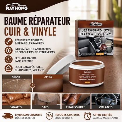 👜 Pâte de réparation pour cuir – Comble rayures et abrasions, formule protectrice anti-eau et saleté – 5 couleurs disponibles (noir, marron, gris, blanc) – Finition impeccable en quelques minutes ✨