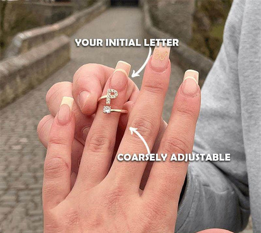 💍💖 PROMO -50% ! Bague Initiale d'Amour – Personnalisable, Or/Acier Inoxydable, Hypoallergénique, Ajustable (Cadeau Romantique)