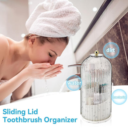 🧴🏡 Organisateur de brosses à dents à couvercle coulissant – Protection anti-poussière, compact et hygiénique, garde vos brosses propres et à l’abri des germes 🛁🛡️