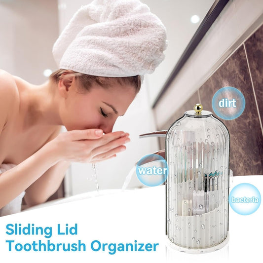 🧴🏡 Organisateur de brosses à dents à couvercle coulissant – Protection anti-poussière, compact et hygiénique, garde vos brosses propres et à l’abri des germes 🛁🛡️