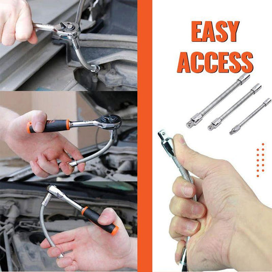 🔩⚙️ PROMO LIMITÉE -50% ! Tige d'Extension Flexible pour Clé – 3 Tailles (1/4", 3/8", 1/2"), Acier Chrome-Vanadium, Verrouillage Sécurisé, PVC