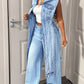 Robe Gilet en Jean Sans Manches Fente Haute Femme – Veste Longue Style Streetwear