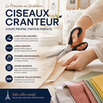 ✂️🛒 -50% ! 🧵Ciseaux Zig-Zag en Acier Inoxydable – Poignée Ergonomique, Anti-Effilochage & Coupe Tissu, Papier & Cuir.