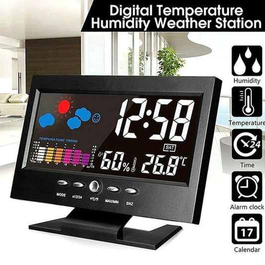 🔥🔥 Moniteur numérique de température et d'humidité à LED prévisions météo réveil de bureau à LED (50% de réduction sur le dernier jour)
