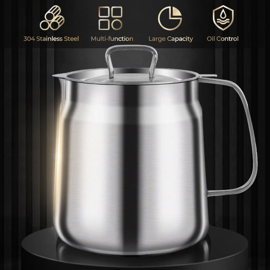 📢🍟✨ PROMO -50% ! Récipient Filtre à Huile en Acier Inox 304 – Grande Capacité, 3-en-1 & Bec Verseur (1,5L/2L, avec/sans Panier)