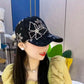 🧢✨🦋 Casquette de Baseball en Mesh – Motif Diamant & Papillon, Design Feminin avec Strass (Ajustable)
