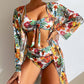 Ensemble de maillot de bain 3 pièces à imprimé floral tropical