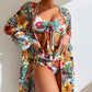 Ensemble de maillot de bain 3 pièces à imprimé floral tropical