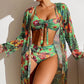 Ensemble de maillot de bain 3 pièces à imprimé floral tropical