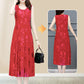 Robe midi sans manches à col rond gaufré