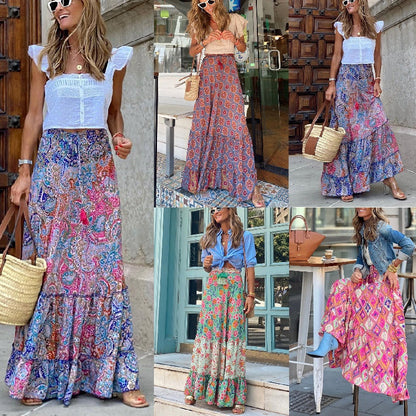 Jupe longue florale tendance de style boho pour femmes