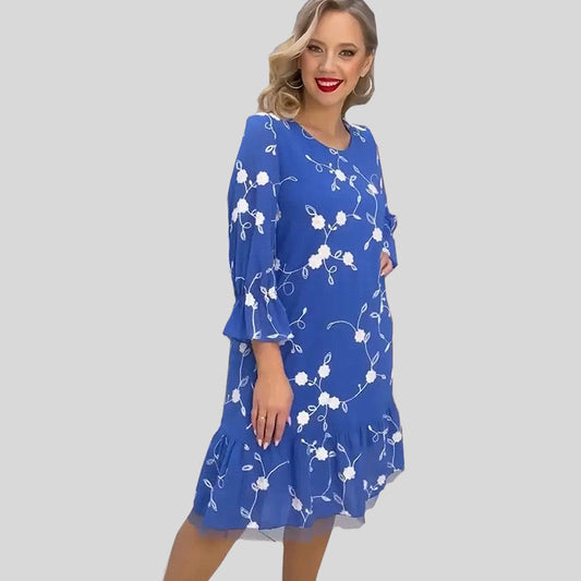 🔥Vente olympique - 49% de réduction👗Robe d'été à fleurs imprimées et ourlet volanté pour femmes