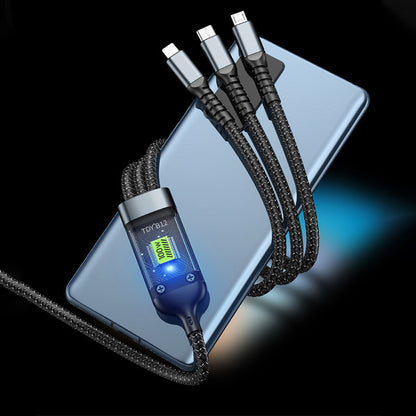 🔌 Câble de charge 3-en-1 lumineux – Fini les câbles emmêlés et les appareils à plat – 100W super rapide, compatible Phone/Android/Type-C, 1,2 m – Idéal pour voyages 🚗
