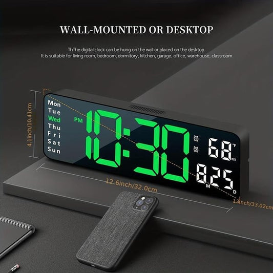 🎉 Soldes 2026 — Plus de 31 000 vendus ! 💞 Horloge numérique auto Grande horloge numérique avec température, date, heure d'été automatique, lumière de nuit, Dimmer de luminosité automatique